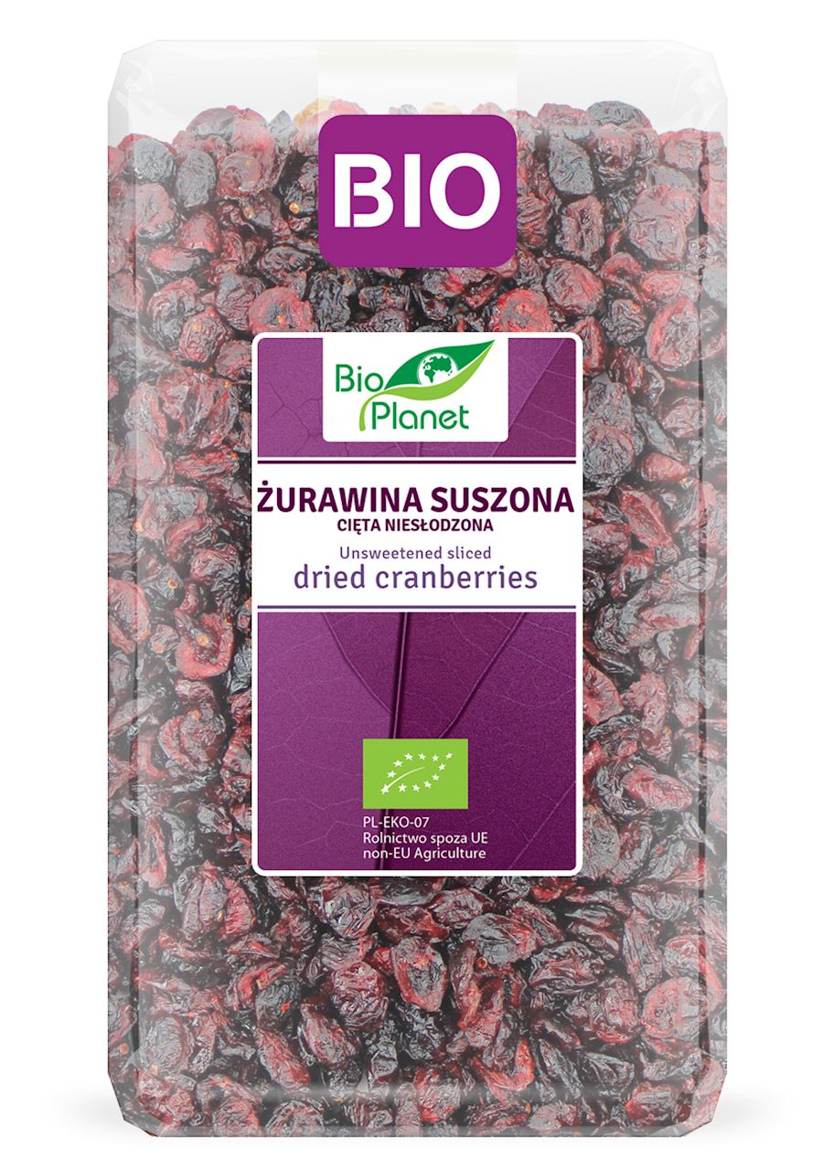 Żurawina suszona cięta niesłodzona bio 1 kg