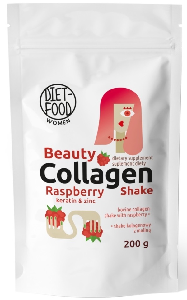 Shake kolagenowy z keratyną, cynkiem i maliną w proszku 200 g