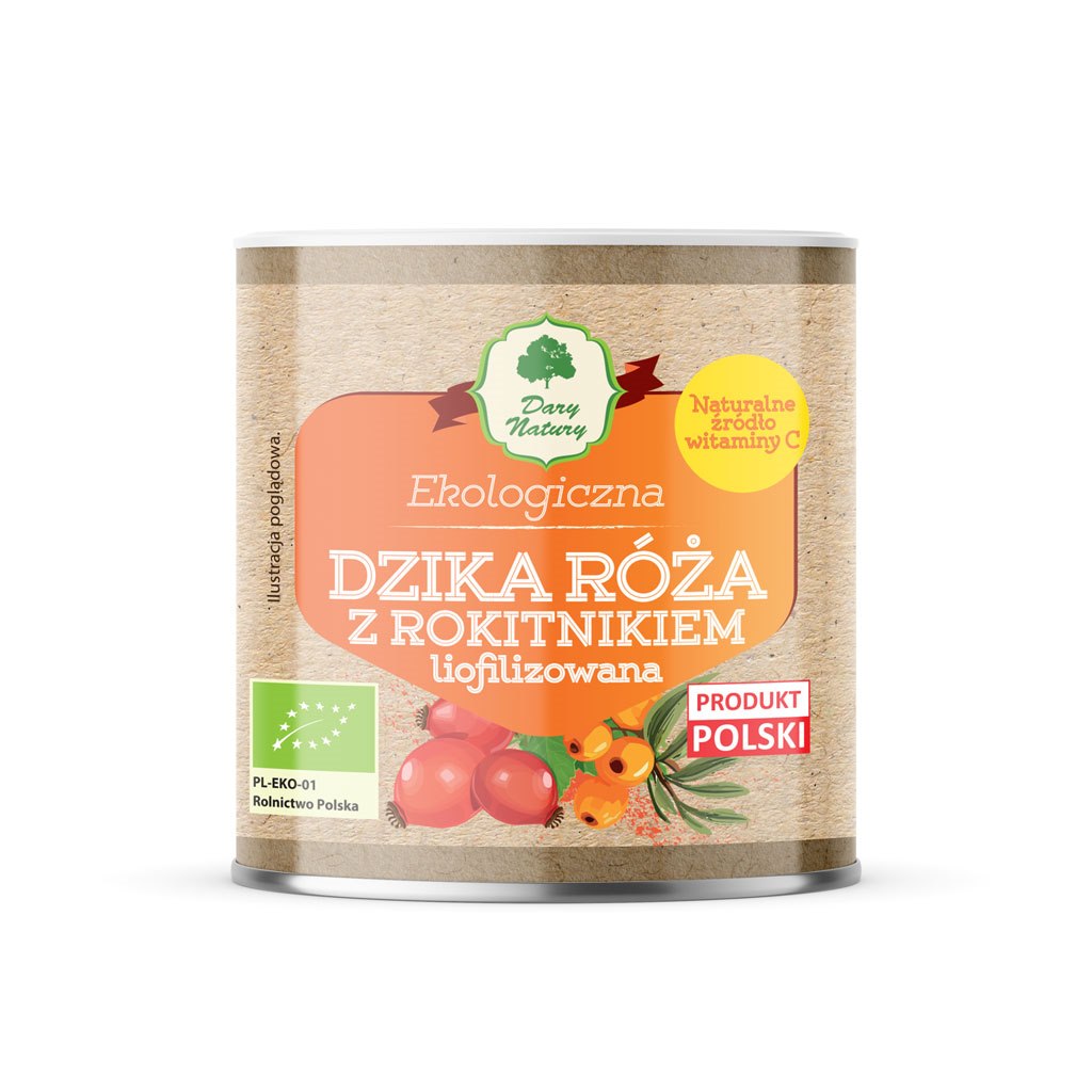 Dzika róża z rokitnikiem liofilizowana sproszkowana bio 70 g