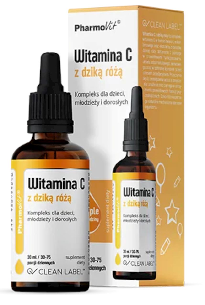 Witamina c z dziką różą bezglutenowa w kroplach 30 ml