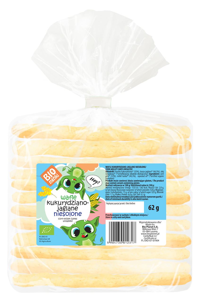 Wafle kukurydziano-jaglane niesolone bio 62 g