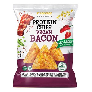 CHRUPKI PIRAMIDKI PROTEINOWE O SMAKU BEKONOWYM WEGAŃSKIE BEZGLUTENOWE 60 g - POPCROP