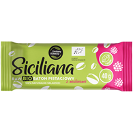 BATON PISTACJOWY Z MALINAMI SICILIANA RAW BEZGLUTENOWY BIO 40 g - ZMIANY ZMIANY