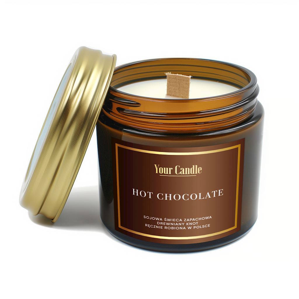 Świeca sojowa zapachowa z drewnianym knotem hot chocolate 120 ml