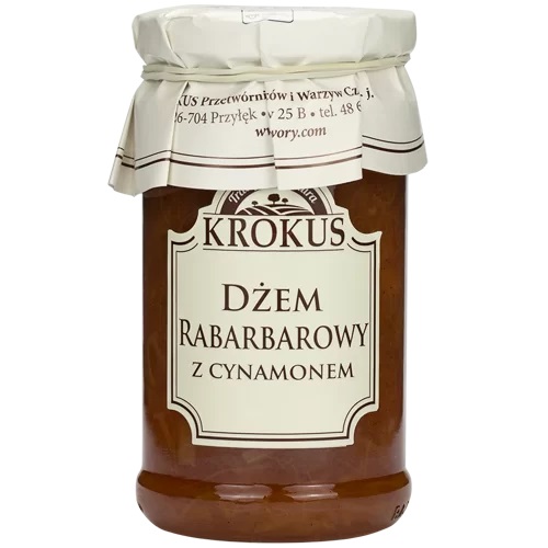 Dżem rabarbarowy z cynamonem o obniżonej zawartości cukru bezglutenowy 235 g