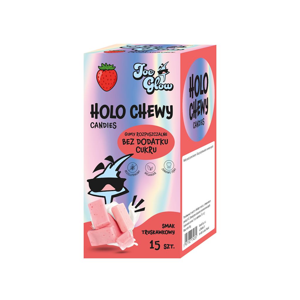 Gumy rozpuszczalne o smaku truskawkowym bez dodatku cukrów bezglutenowe (15 szt.) 90 g