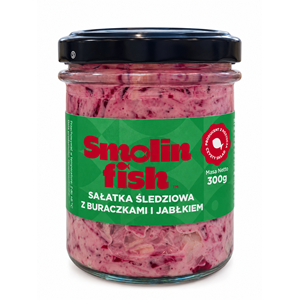 SAŁATKA ŚLEDZIOWA Z BURACZKIEM I JABŁKIEM 300 g - SMOLIN FISH (NA ZAMÓWIENIE)