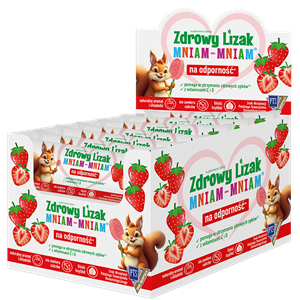 LIZAK O SMAKU TRUSKAWKOWYM Z WITAMINĄ D I C BEZ CUKRU BEZGLUTENOWY 6 g - ZDROWY LIZAK (MNIAM MNIAM)