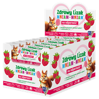 LIZAK O SMAKU MALINOWYM Z WITAMINĄ D I C BEZ CUKRU BEZGLUTENOWY 6 g - ZDROWY LIZAK (MNIAM MNIAM)