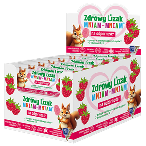 LIZAK O SMAKU MALINOWYM Z WITAMINĄ D I C BEZ CUKRU BEZGLUTENOWY 6 g - ZDROWY LIZAK (MNIAM MNIAM)