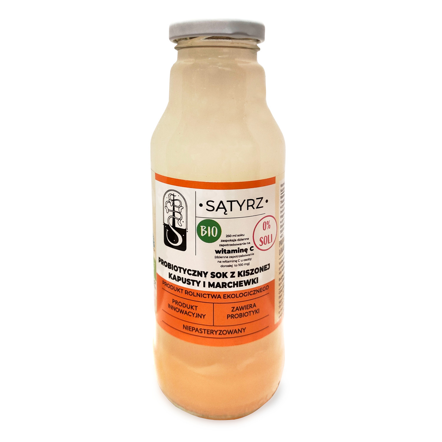 Probiotyczny sok z kiszonej kapusty i marchewki bez soli bio 300 ml