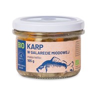 KARP W GALARECIE MIODOWEJ BIO 165 g (SŁOIK) - GOSPODARSTWO RYBACKIE ZAWÓLCZE