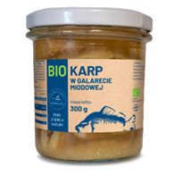 KARP W GALARECIE MIODOWEJ BIO 300 g (SŁOIK) - GOSPODARSTWO RYBACKIE ZAWÓLCZE