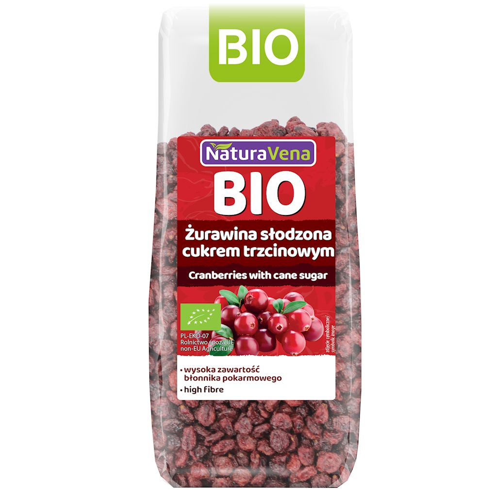 Żurawina z cukrem trzcinowym bio 100 g