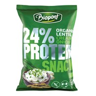 CHRUPKI PROTEINOWE O SMAKU ŚMIETANKI Z CEBULĄ BEZGLUTENOWE BIO 50 g - BIOPONT