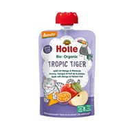 MUS TROPIKALNY TYGRYSEK (JABŁKO - MANGO - MARAKUJA) BEZ DODATKU CUKRÓW OD 8 MIESIĄCA DEMETER BIO 100 g - HOLLE