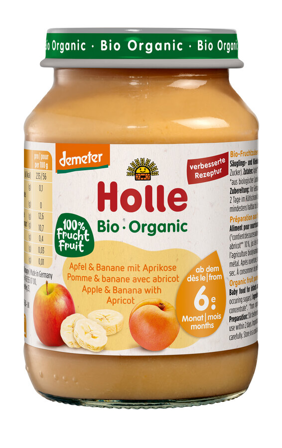 Jabłko - banan - morela bez dodatku cukrów bezglutenowe od 6 miesiąca demeter bio 190 g (słoik)