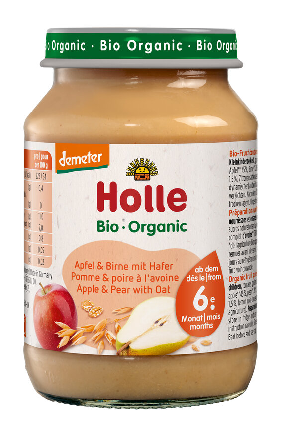 Jabłko - gruszka z owsem bez dodatku cukrów od 6 miesiąca demeter bio 190 g (słoik)
