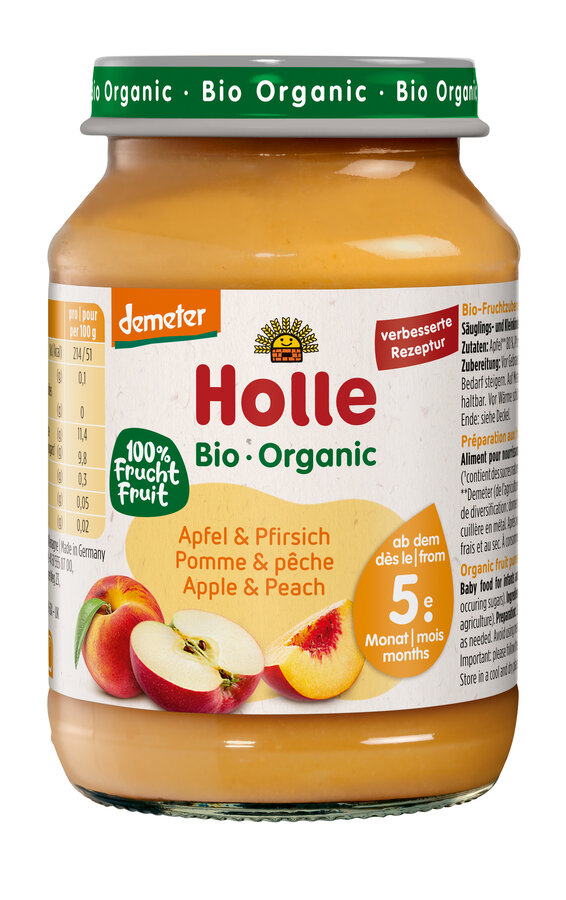 Jabłko - brzoskwinia bez dodatku cukrów bezglutenowe od 5 miesiąca demeter bio 190 g (słoik)