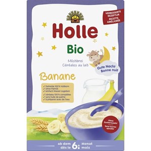 KASZKA PEŁNOZIARNISTA MLECZNO - BANANOWA BEZ DODATKU CUKRÓW OD 6 MIESIĄCA BIO 250 g - HOLLE