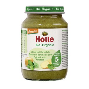 SZPINAK Z ZIEMNIAKIEM BEZ DODATKU CUKRÓW BEZGLUTENOWY OD 5 MIESIĄCA DEMETER BIO 190 g (SŁOIK) - HOLLE