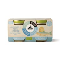 PSTRĄG Z WARZYWAMI BEZGLUTENOWY OD 4 MIESIĄCA BIO (2 x 80 g) 160 g - ALCE NERO