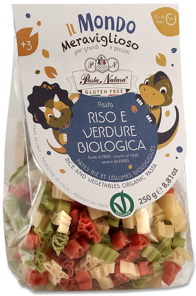 Makaron (ryżowy trójkolorowy) dla dzieci dinozaury bezglutenowy bio 250 g