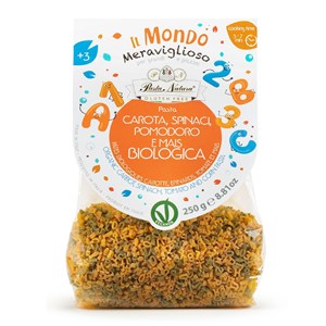 MAKARON (KUKURYDZIANY TRÓJKOLOROWY) DLA DZIECI LITERKI I CYFERKI BEZGLUTENOWY BIO 250 g - PASTA NATURA