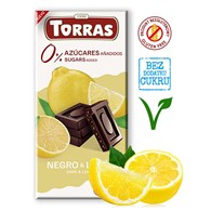 CZEKOLADA GORZKA Z CYTRYNĄ BEZ DODATKU CUKRÓW BEZGLUTENOWA 75 g - TORRAS