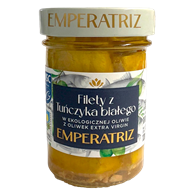 TUŃCZYK BIAŁY FILETY MSC W BIO OLIWIE Z OLIWEK EXTRA VIRGIN 180 g (SŁOIK) - EMPERATRIZ