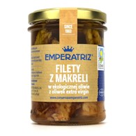 MAKRELA FILETY W BIO OLIWIE Z OLIWEK EXTRA VIRGIN 190 g (SŁOIK) - EMPERATRIZ