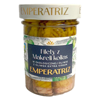 MAKRELA FILETY W BIO OLIWIE Z OLIWEK EXTRA VIRGIN 180 g (SŁOIK) - EMPERATRIZ