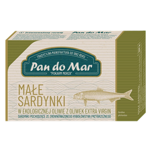 SARDYNKI EUROPEJSKIE W BIO OLIWIE Z OLIWEK EXTRA VIRGIN 120 g - PAN DO MAR