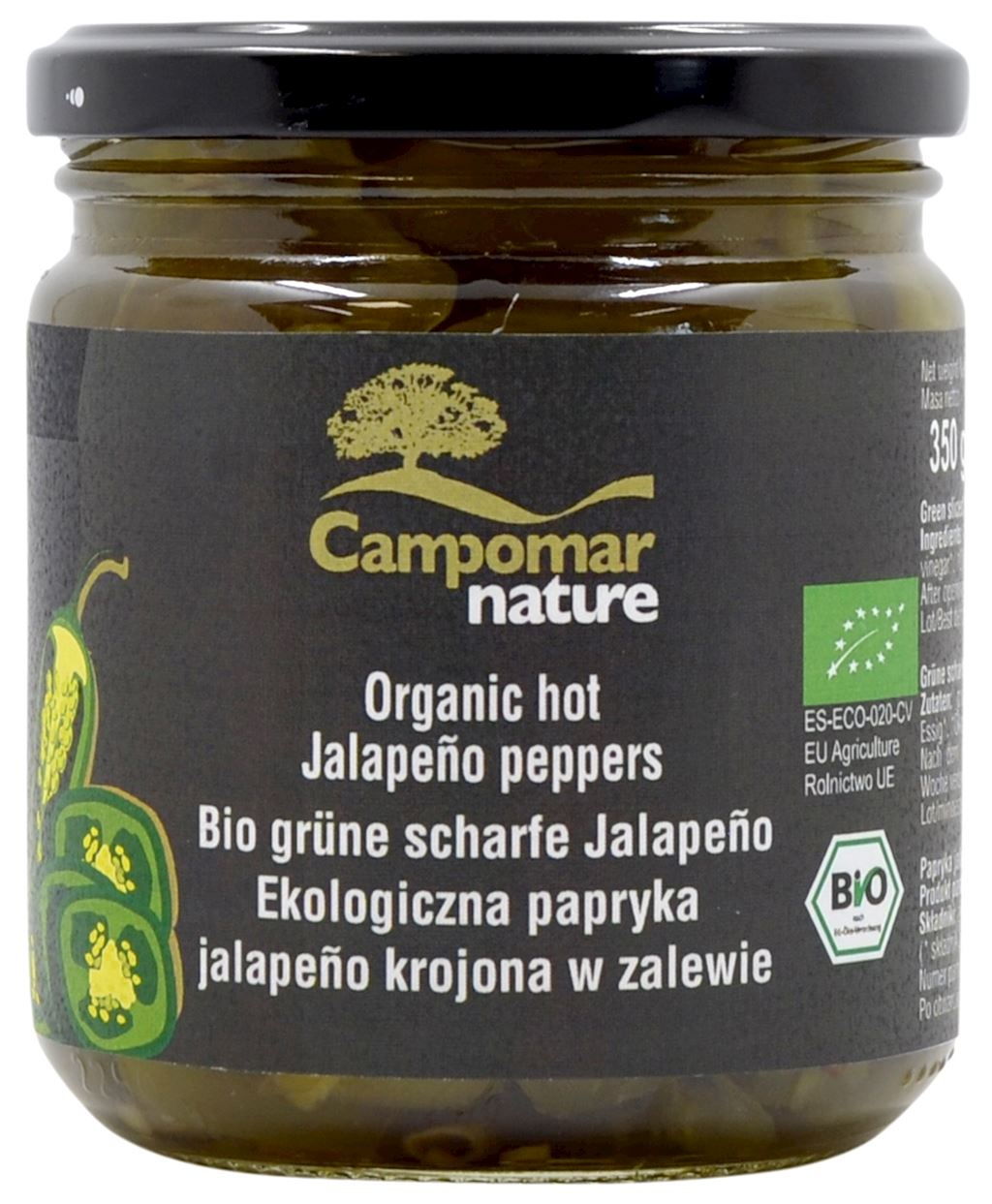 Papryka jalapeno zielona krojona w zalewie bio 350 g (130 g)