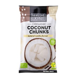 KOKOS KAWAŁKI ŚWIEŻE O SMAKU WANILIOWYM BEZGLUTENOWE BIO 30 g - GENUINE COCONUT