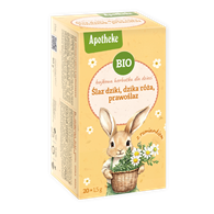 HERBATKA BAJKOWA DLA DZIECI - ŚLAZ DZIKI, DZIKA RÓŻA, PRAWOŚLAZ I RUMIANEK BIO (20 x 1,5 g) 30 g - APOTHEKE