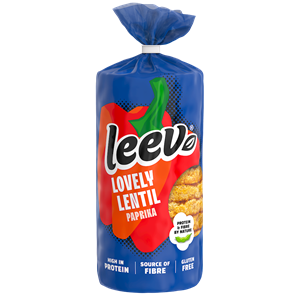 WAFLE Z SOCZEWICY PROTEINOWE O SMAKU PAPRYKOWYM BBQ BEZGLUTENOWE BIO 117 g - LEEV